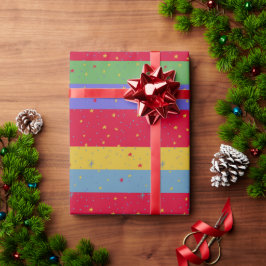 Farbige Streifen und Sterne Geschenkpapier