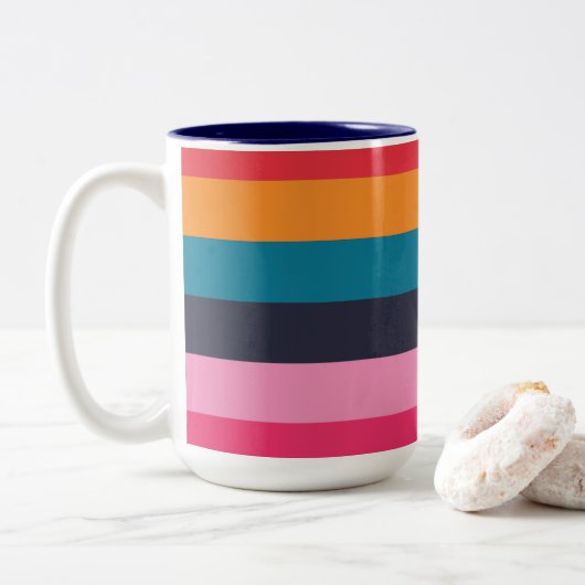 Farbige Streifen Zweifarbige Tasse (Mit Donut)