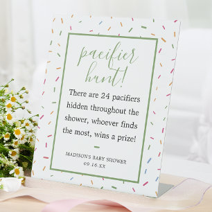 Farbige Streusel-Baby-Shower-Schnuller-Jagd-Spiel  Sockelschild