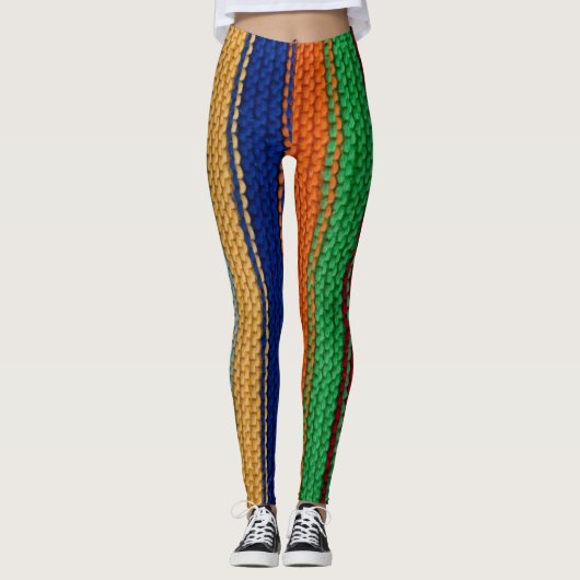 Farbige Strickstreifen Leggings (Vorderseite)