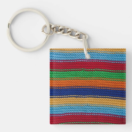 Farbige Strickstreifen Schlüsselanhänger (Vorderseite)