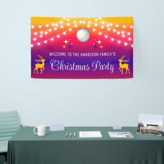 Farbige String Lights Weihnachtsball Willkommen Banner (Messeveranstaltung)