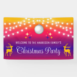 Farbige String Lights Weihnachtsball Willkommen Banner