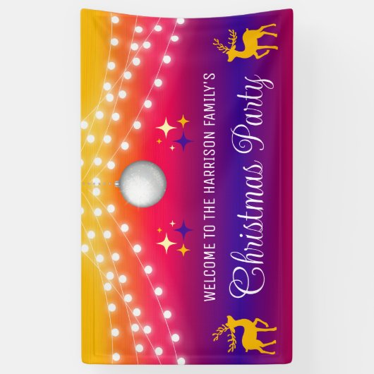 Farbige String Lights Weihnachtsball Willkommen Banner (Vertikal)