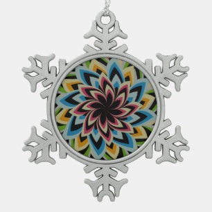 FARBIGE STRUDELBLUMEN SCHNEEFLOCKEN Zinn-Ornament