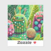 Farbige, strukturierte Monster mit Mustern Aufkleber (Blatt)