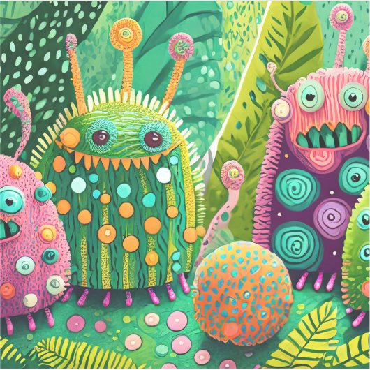 Farbige, strukturierte Monster mit Mustern Aufkleber (Vorderseite)