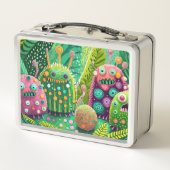 Farbige, strukturierte Monster mit Mustern Metall Brotdose (Rückseite)