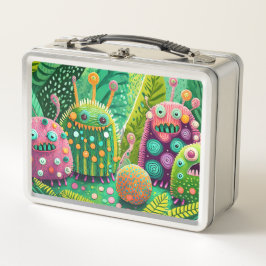 Farbige, strukturierte Monster mit Mustern Metall Brotdose