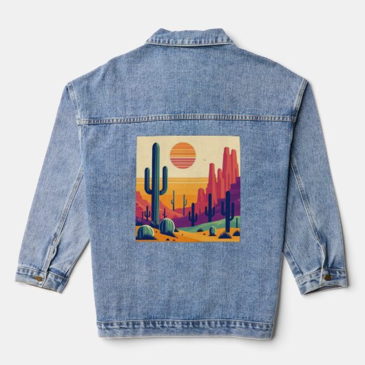 Farbige südwestliche Wüstenkunst Jeansjacke (Rückseite)