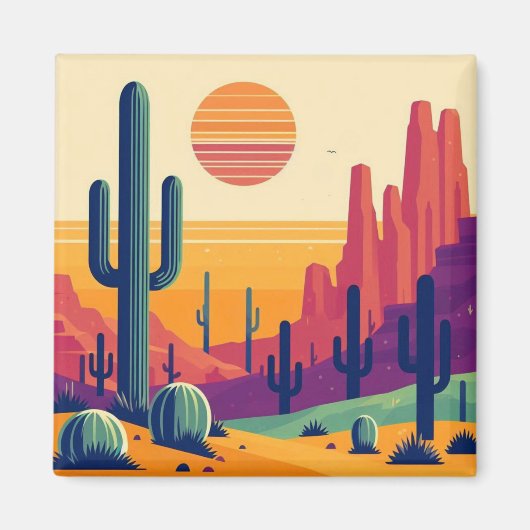 Farbige südwestliche Wüstenkunst Magnet (Vorne)
