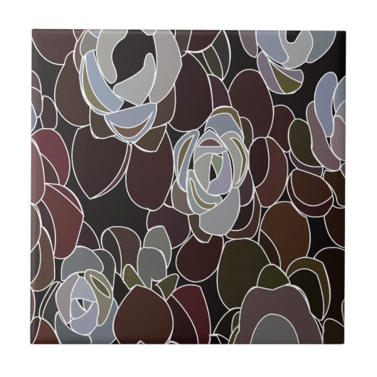 Farbige Sukkulenten Blumenmuster Fliese (Vorderseite)