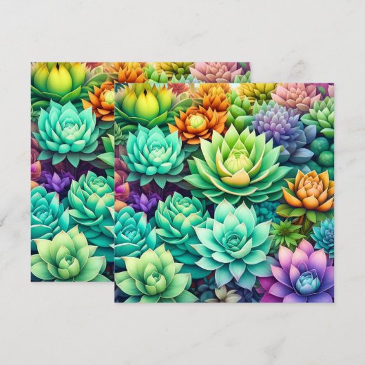 Farbige Sukkulenten Collage (Vorne/Hinten)