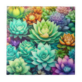 Farbige Sukkulenten Collage Fliese (Vorderseite)