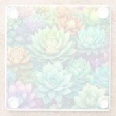 Farbige Sukkulenten Collage Glasuntersetzer (Rückseite)