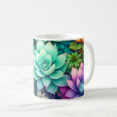 Farbige Sukkulenten Collage Kaffeetasse (VorderseiteRechts)