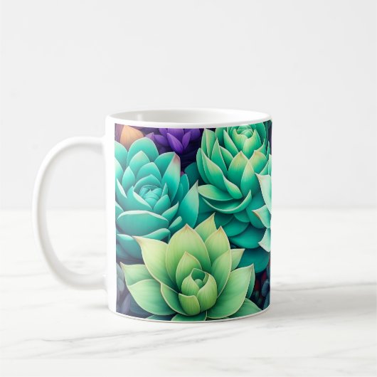 Farbige Sukkulenten Collage Kaffeetasse (Links)