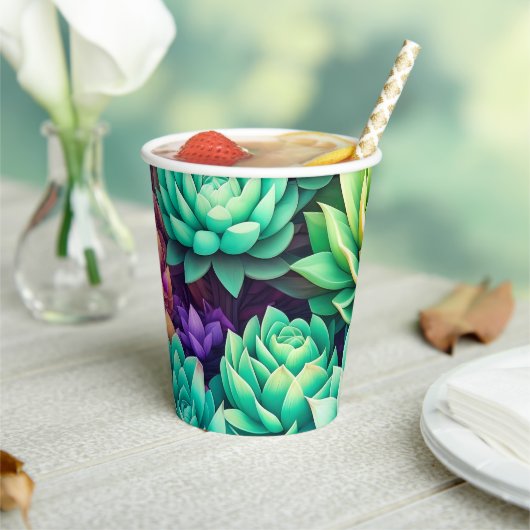 Farbige Sukkulenten Collage Pappbecher (In Situ)