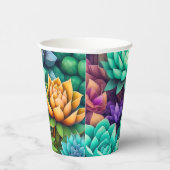 Farbige Sukkulenten Collage Pappbecher (Rechts)