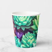 Farbige Sukkulenten Collage Pappbecher (Vorderseite)