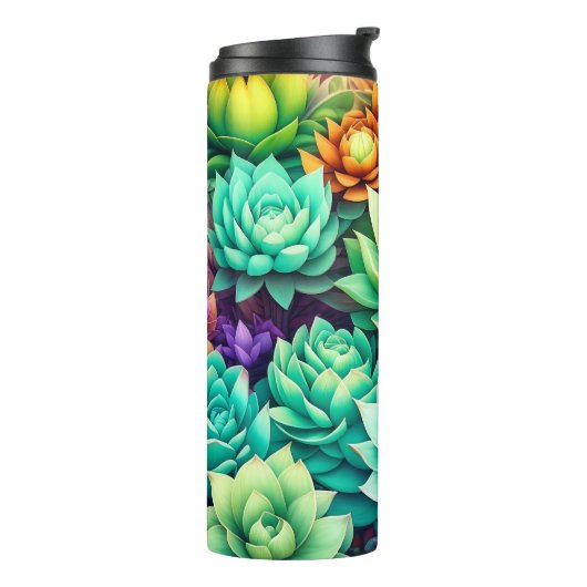 Farbige Sukkulenten Collage Thermosbecher (Nach links gedreht)