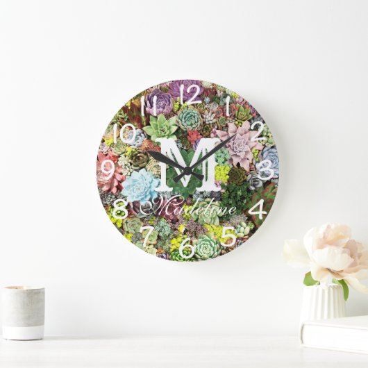 Farbige Sukkuline Große Wanduhr (Zuhause)