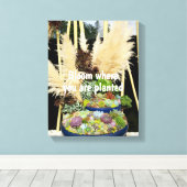 Farbige Sukkulturen mit Silbergras Leinwanddruck (Insitu (Holzboden))