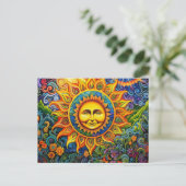 Farbige Sun Hippy Art Postkarte (Stehend Vorderseite)
