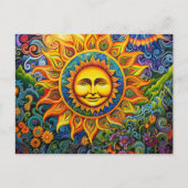 Farbige Sun Hippy Art Postkarte (Vorderseite)