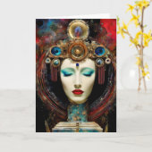 Farbige Surreal-Abstrakte Gesichtskollektion Karte (Gelbe Blume)