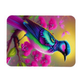 Farbige Surreal Bird Pink-Blume Magnet (Horizontal)