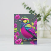Farbige Surreal Bird Postcard Postkarte (Stehend Vorderseite)