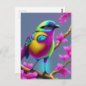 Farbige Surreal Bird Postcard Postkarte (Vorne/Hinten)