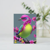 Farbige Surreal Pink Yellow Bird Postcard Postkarte (Stehend Vorderseite)