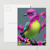 Farbige Surreal Pink Yellow Bird Postcard Postkarte (Vorne/Hinten)