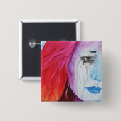 Farbige Surreale Regenbogen Frauen Porträt Kunst Button (Vorne & Hinten)