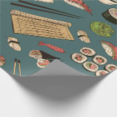 Farbige Sushi und Rollen nahtlose Muster, hervorra Geschenkpapier (Ecke)