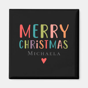 Farbige Süße Frohe Weihnachten passende Familie T- Magnet
