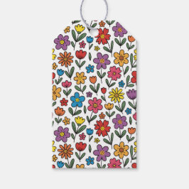 Farbige süße Frühlingsblumen-Geschenkkarte Geschenkanhänger