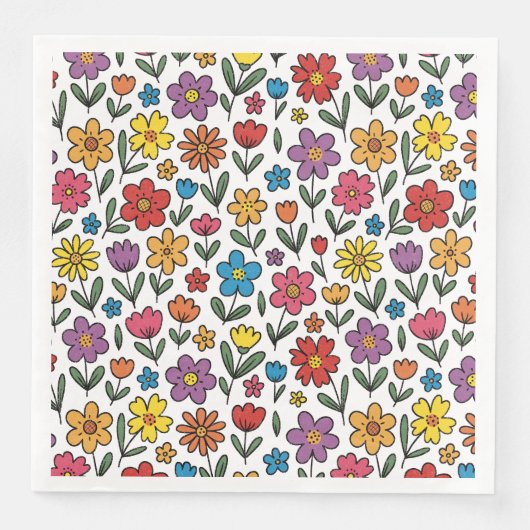 Farbige süße Frühlingsblumen Servietten (Vorderseite)