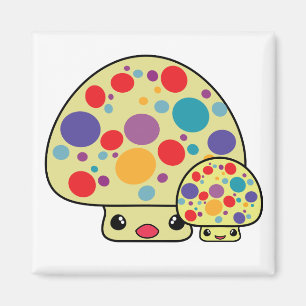 Farbige süße gefleckte Kawaii-Pilze Magnet