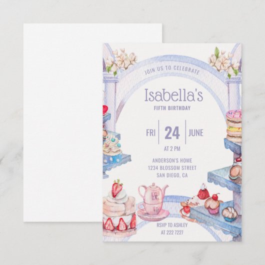 Farbige süße Leckereien zum Geburtstag Einladung (Vorne/Hinten)