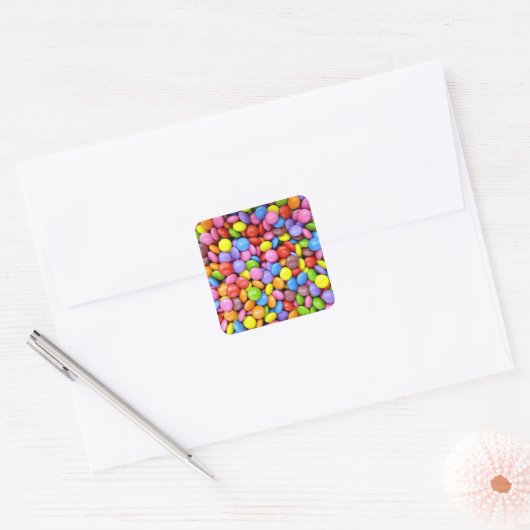 Farbige Süßigkeiten Quadratischer Aufkleber (Umschlag)