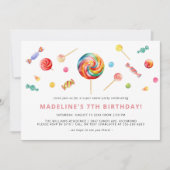 Farbige Süßigkeiten | Rainbow Lollipop Birthday Pa Einladung (Vorderseite)