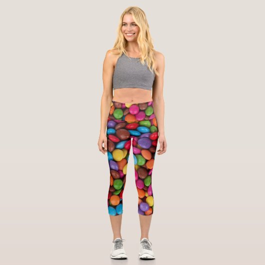 Farbige Süßigkeiten, Süßigkeiten, Süßigkeiten, Leb Capri Leggings (Vorderseite)
