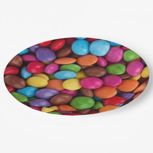 Farbige Süßigkeiten, Süßigkeiten, Süßigkeiten, Leb Pappteller (Schrägansicht)