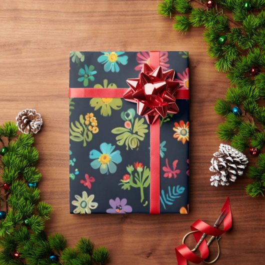 Farbige Süßigkeiten und Blume Geschenkpapier (Feiertagsgeschenk)