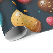 Farbige Süßigkeiten und Blume Geschenkpapier (Rolleneckpunkt)