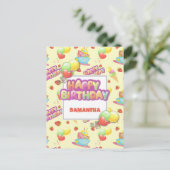 Farbige Süßigkeiten zum Geburtstag Postkarte (Stehend Vorderseite)