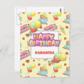 Farbige Süßigkeiten zum Geburtstag Postkarte (Vorne/Hinten)